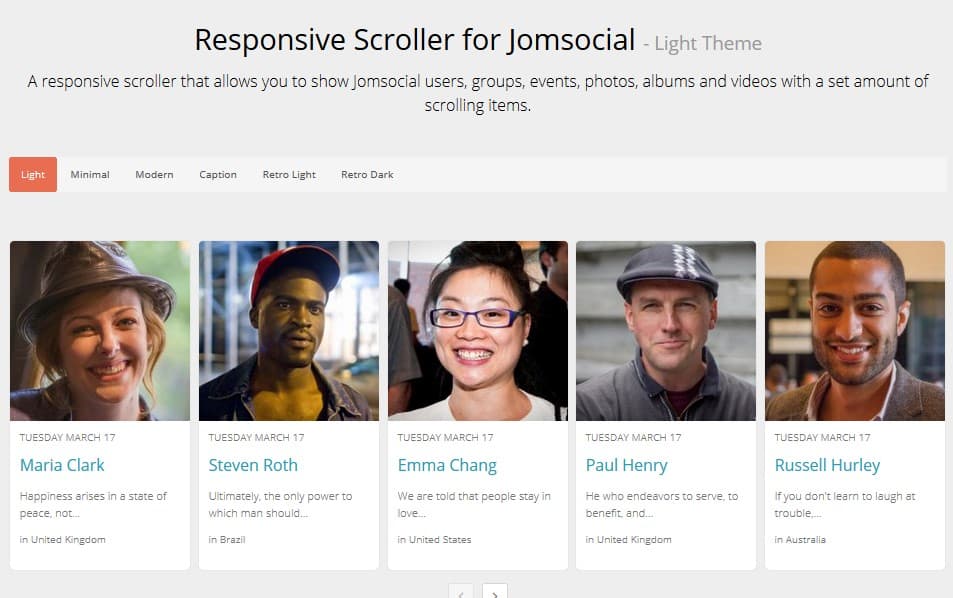 Responsive Scroller for jomsocial